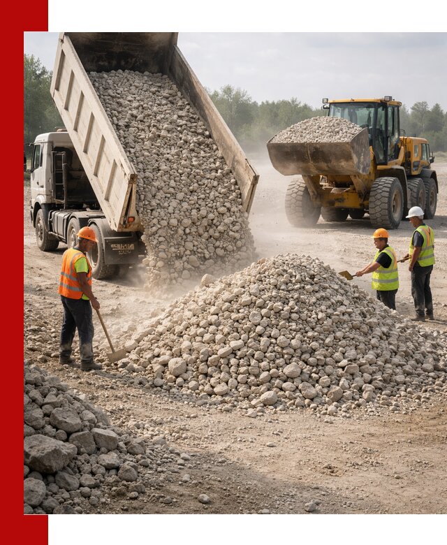Доставка известнякового щебня фр. 40-70 в Губкине