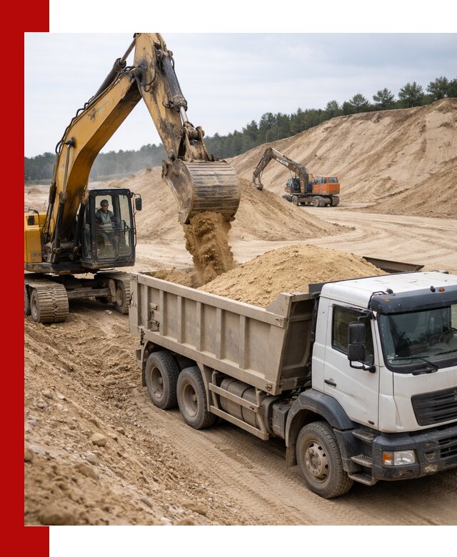 Доставка карьерного песка с самосвалами и разгрузкой в Губкине