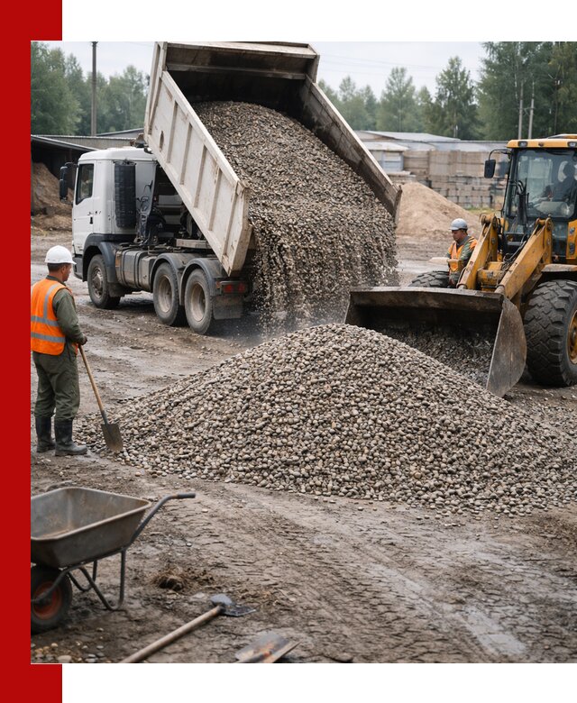 Мытый гравий с доставкой в Губкине от карьера до участка