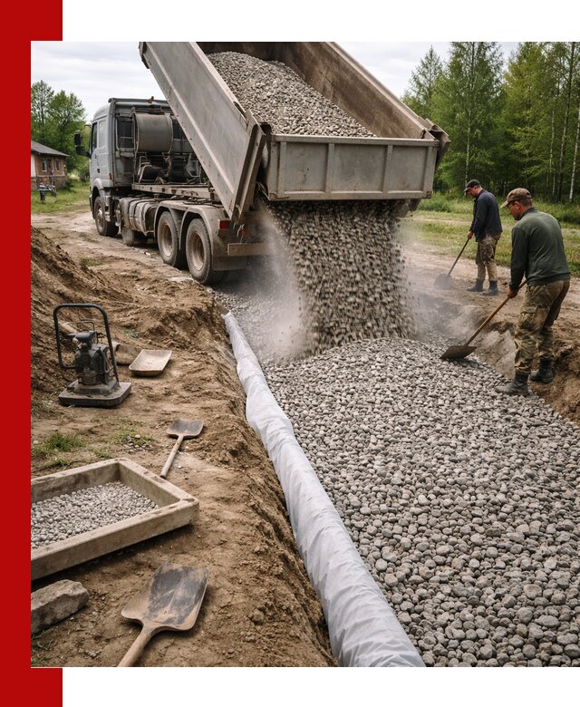 Гравий для дренажа с доставкой в Губкине качественный и недорогой