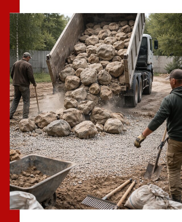 Доставка и укладка булыжника в Губкине
