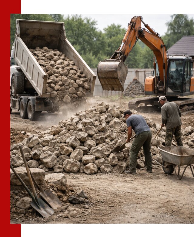 Доставка и разгрузка бутового камня в Губкине