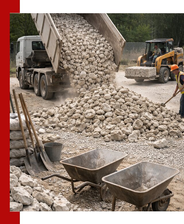 Доставка и продажа бутового известнякового камня в Губкине