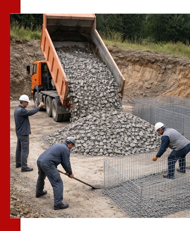 Камень для габионов с доставкой в Губкине быстро и надёжно