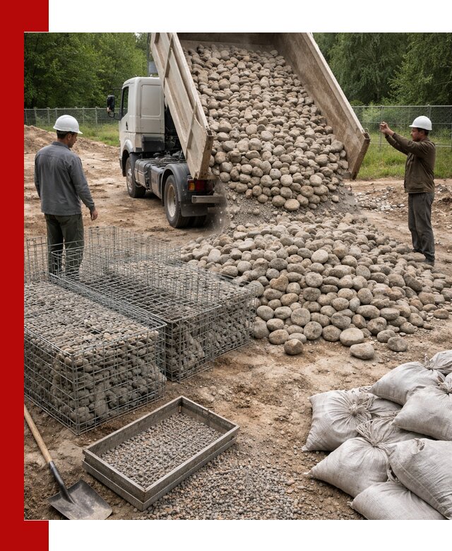 Камень для габионов фракция 70–151 в Губкине