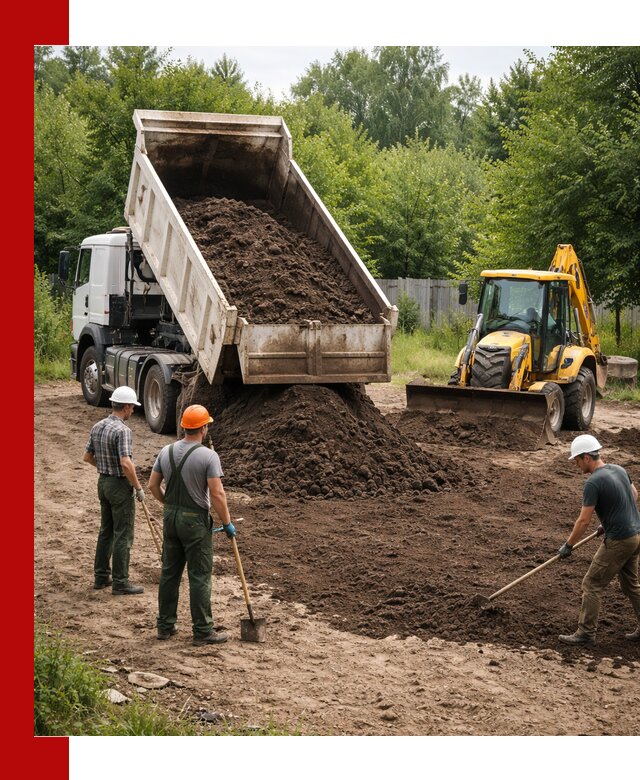 Доставка и укладка грунта для выравнивания участка в Губкине