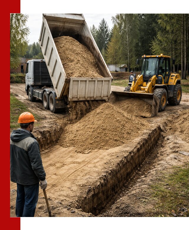 Доставка песчаного грунта в Губкине для строительных работ