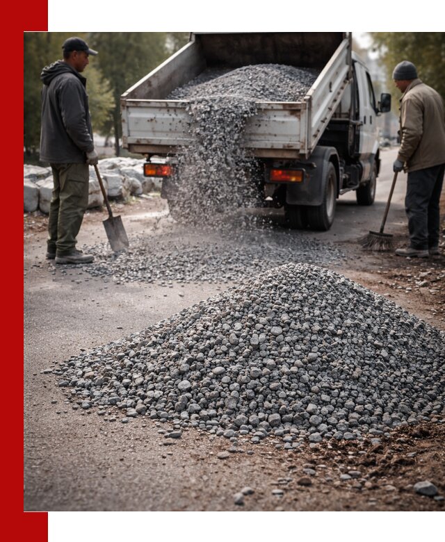 Гранитная крошка для посыпки дорог и тротуаров в Губкине