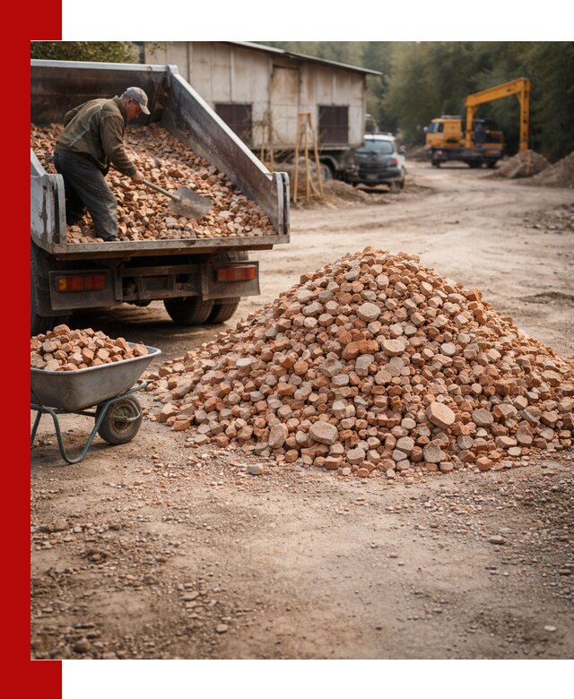 Доставка и подушка из боя кирпича с разгрузкой в Губкине