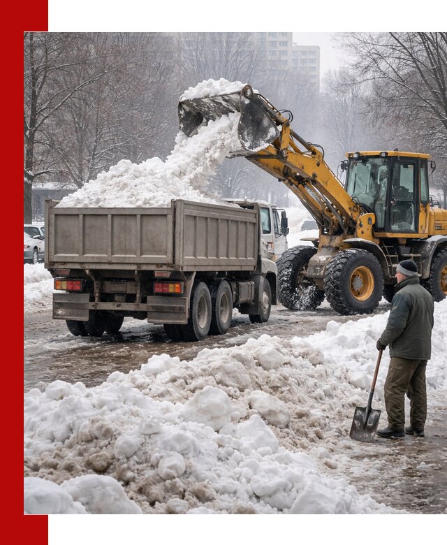 Вывоз снега грузовой техникой в Губкине оперативно и чисто