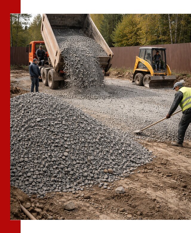 Отсыпка участка щебнем с доставкой и уплотнением в Губкине